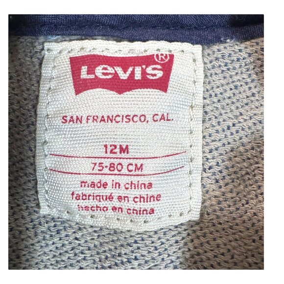 Levis Baby Denim Hooded Jacket 12M With Zip Closure & Front Pockets Boy Girl - Picture 3 of 5